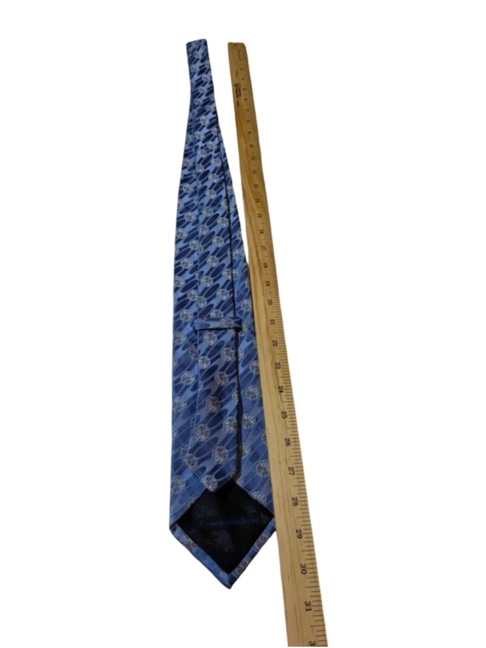 Ermenegildo Zegna Silk Tie Blue Medallion Geometric Luxury Italy